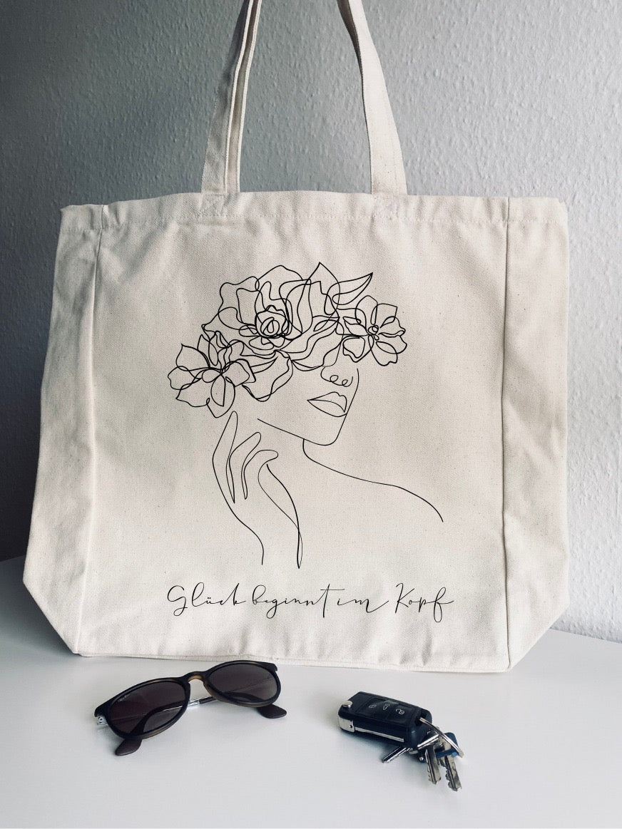 Jutetasche „Glück im Kopf“